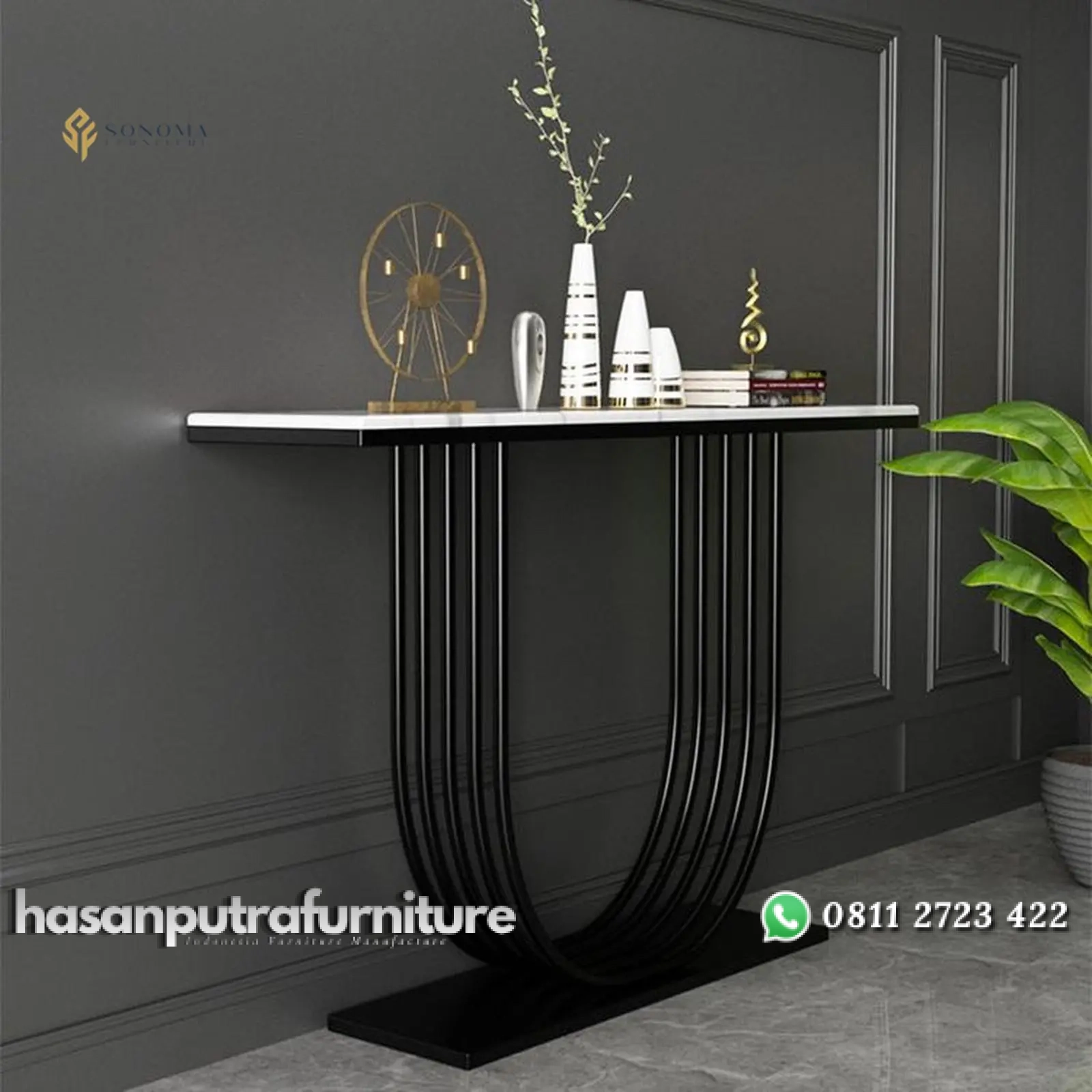 meja konsol / console table besi top marble premium Indonesia Furniture 1 meja konsol / console table besi top marble premium Indonesia Furniture