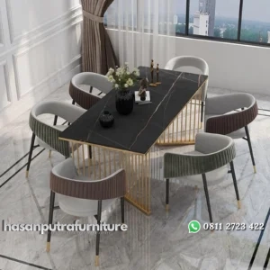 meja makan / dinning table stainles gold premium new model luxury Indonesia Furniture