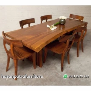 Meja makan trambesi terbaru kursi makan kayu suar modern Indonesia Furniture