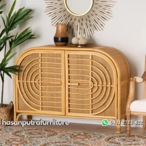 Bufet terbaru rotan alami tempat penyimpanan elegan Indonesia Furniture