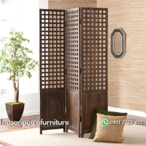 Sketsel ruangan kayu jati penyekat ruangan modern terlaris Indonesia Furniture