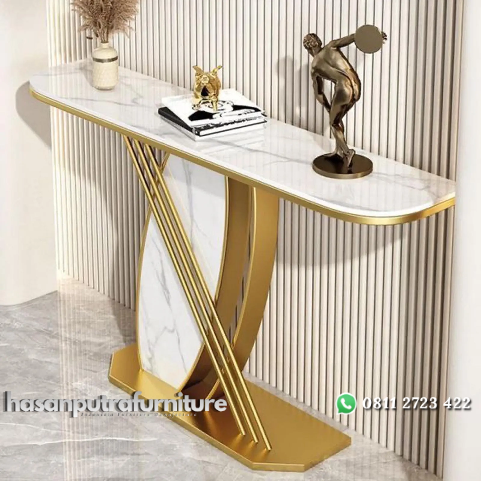 meja konsul / console table stainless gold hairline mix marble luxury Indonesia Furniture 1 meja konsul / console table stainless gold hairline mix marble luxury Indonesia Furniture