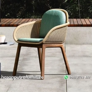 Kursi santai rotan sintetis kaki kayu jati kursi cafe terbaru Indonesia Furniture