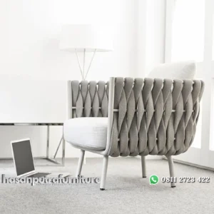 Kursi santai rajut kain tebal rangka aluminium Indonesia Furniture