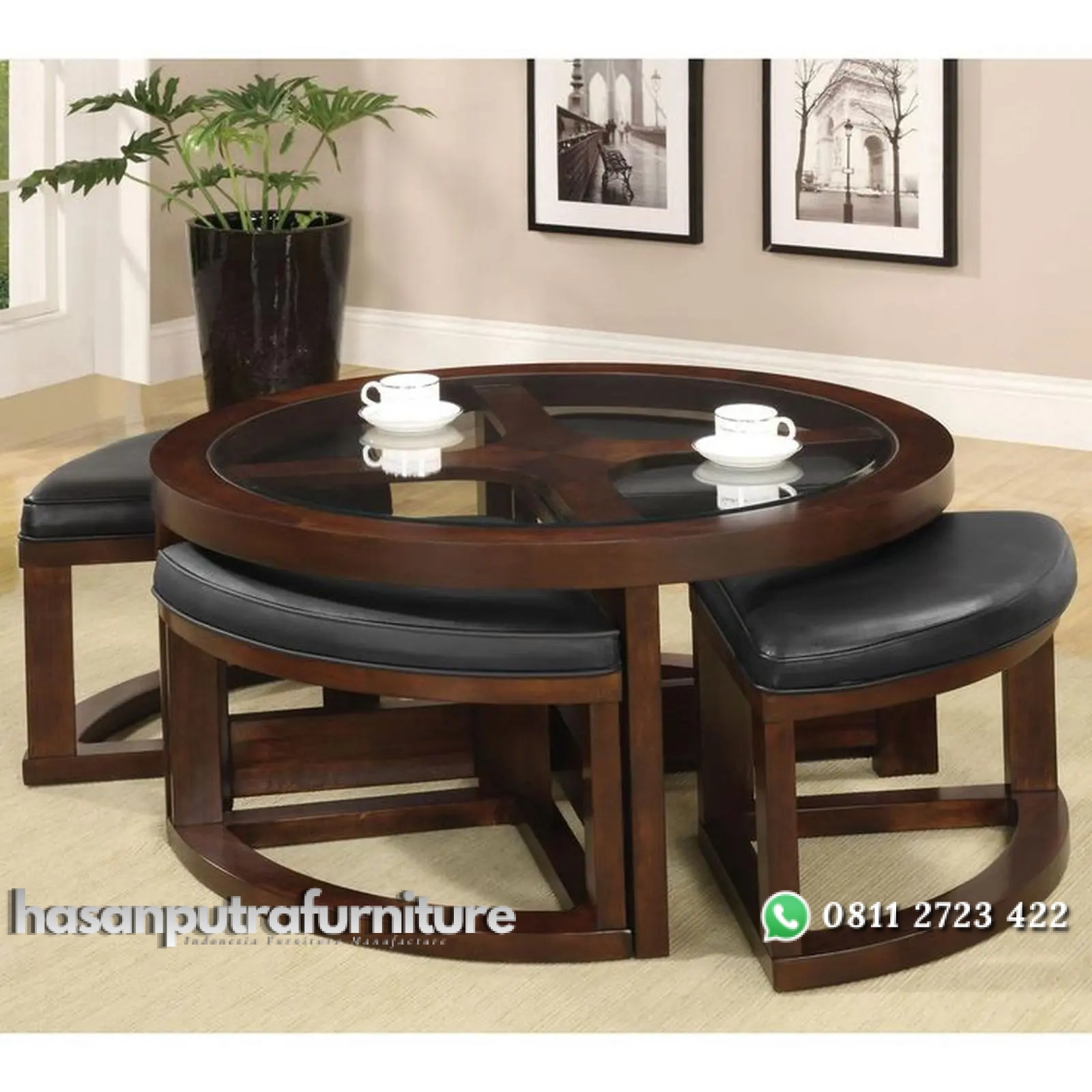 Set meja cofe model bundar cofe table kayu jati Indonesia Furniture 1 Set meja cofe model bundar cofe table kayu jati Indonesia Furniture