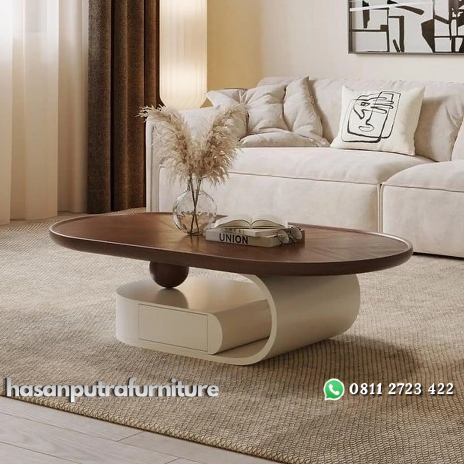 Coffe table oval modern finishing kombinasi duco putih meja sofa kekinian Indonesia Furniture 1 Coffe table oval modern finishing kombinasi duco putih meja sofa kekinian Indonesia Furniture
