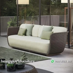 Sofa santai rotan sintetis busa tebal sofa outdoor tebaru Indonesia Furniture