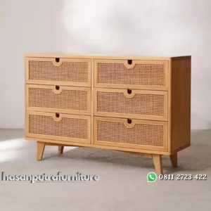 Bufet rotan terbaru rangka kayu jati terbaik nakas rotan Indonesia Furniture