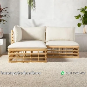 Kursi tamu rotan sudut full bantalan terbaru Indonesia Furniture