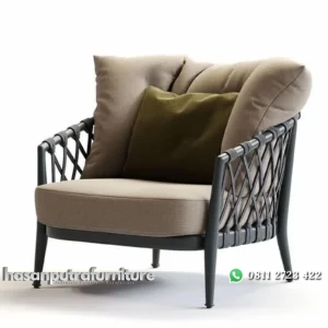 Kursi santai rajut rangka aluminium kursi dudukan busa Indonesia Furniture