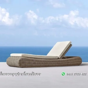 Lonjer rotan sintetis anyaman padat sofa lounger outdoor Indonesia Furniture