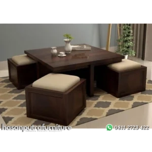 Set meja cofe kayu jati terbaru kursi dudukan busa Indonesia Furniture