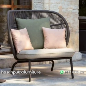 Kursi santai rajut tali dudukan busa full bantalan Indonesia Furniture