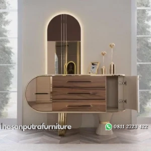 buffet cabinet modern luxury mix stainless gold premium free custom warna Indonesia Furniture