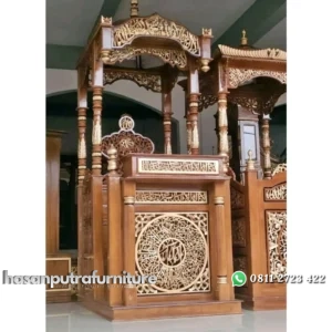 Mimbar masjid kubah kaligrafi mimbar kayu jati kereta - DP Indonesia Furniture