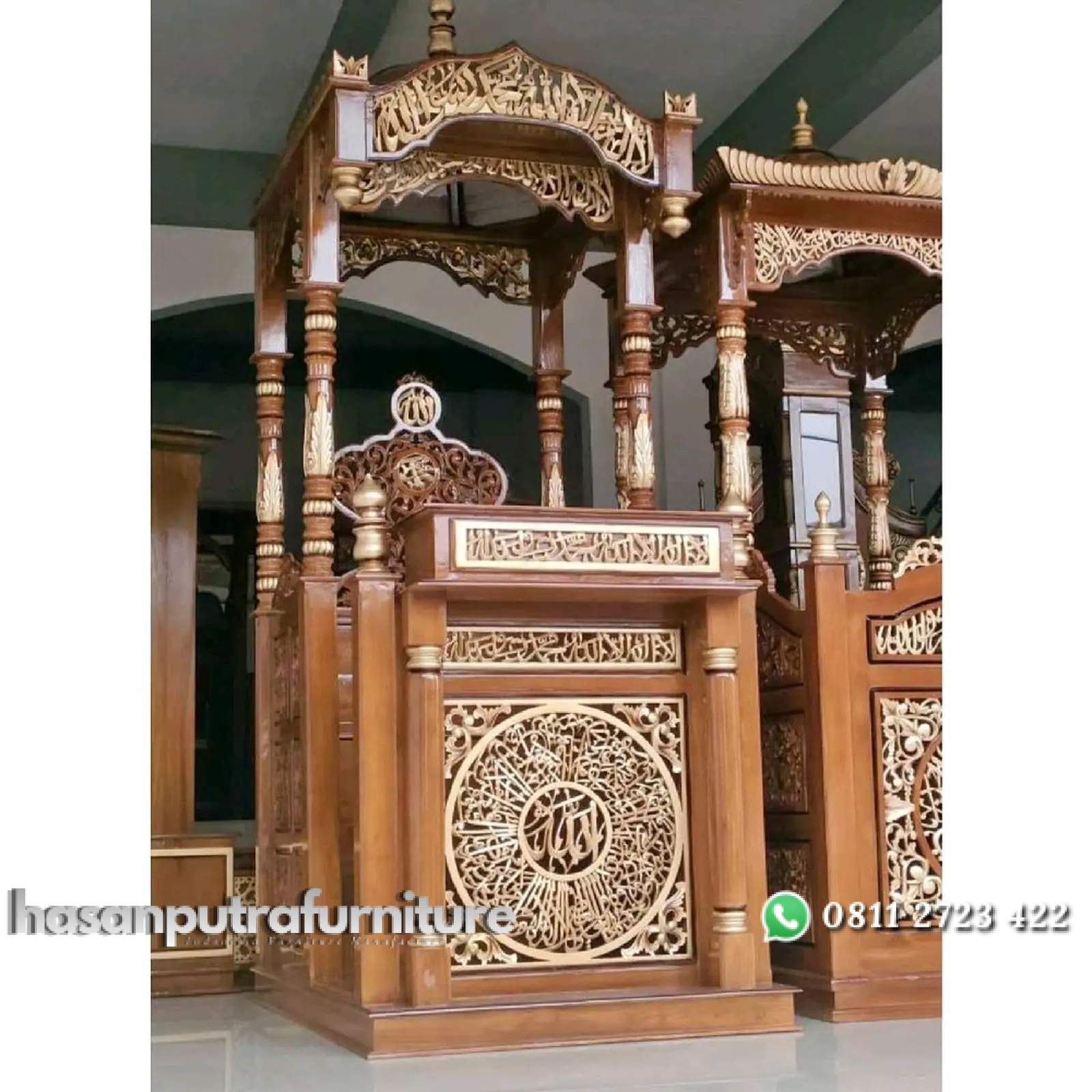 Mimbar masjid kubah kaligrafi mimbar kayu jati kereta - DP Indonesia Furniture 1 Mimbar masjid kubah kaligrafi mimbar kayu jati kereta - DP Indonesia Furniture