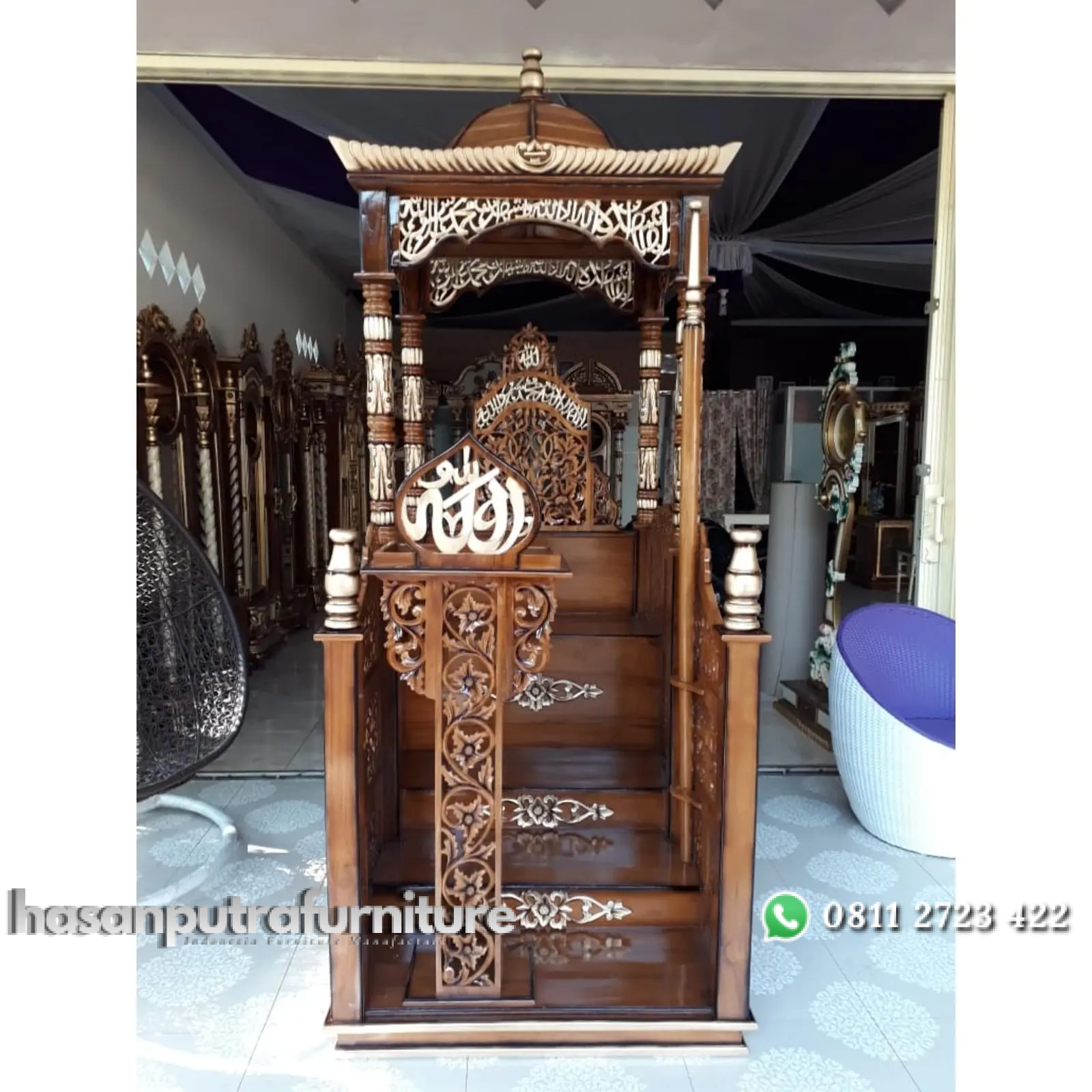 Mimbar masjid model pintu depan mimbar masjid kayu jati Indonesia Furniture 1 Mimbar masjid model pintu depan mimbar masjid kayu jati Indonesia Furniture