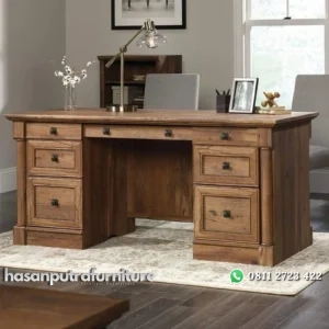 Meja kerja kayu jati finishing rustik merja direktur terbaru Indonesia Furniture
