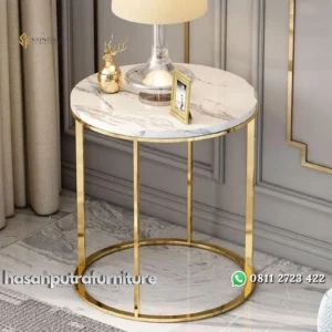 shide table / meja pojok stainless luxury top marble premium Indonesia Furniture
