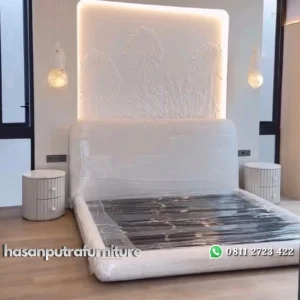 Dipan tempat tidur terbaru kain boucle dipan terbaik full jok Indonesia Furniture