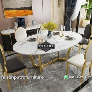 meja makan stainles gold oval ( kursi retro, sofa retro, nakar ukir) Indonesia Furniture