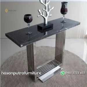 meja konsol / console table stainless glosy top marble premium Indonesia Furniture