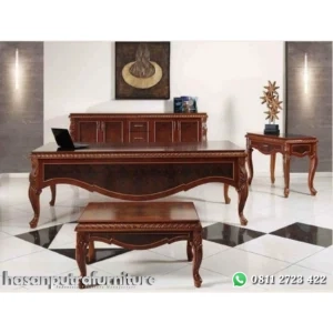 Set meja kantor kayu jati terbaru meja direksi murah Indonesia Furniture