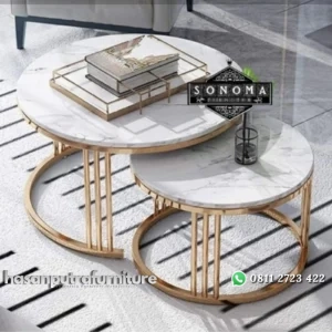 coffee table + shide table double srainless gold ( pesanan pribadi) Indonesia Furniture