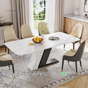 meja makan / dinning table luxury top marble premium Indonesia Furniture
