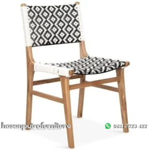 Kursi cafe kayu jati rajut rotan sintetis Indonesia Furniture