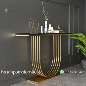 meja konsol / console table stainless gold top marble populer Indonesia Furniture
