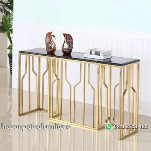 meja konsul / console table stainless gold mirror to marble luxury Indonesia Furniture