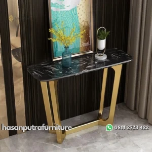 meja konsul / console table stainless gold populer luxury top marble Indonesia Furniture