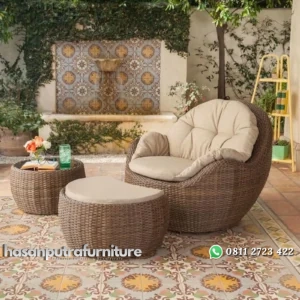 Set kursi santai rotan sintetis kursi teras modern Indonesia Furniture
