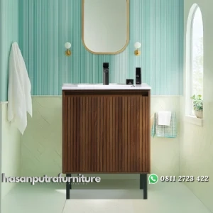 ARIA Wastafel Kabinet Kaki Besi Holo Kayu Jati Minimalis Hasan Putra Furniture Jepara - Indonesia Furniture