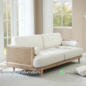 Ahlea Sofa Tamu 2 Seater Rotan Kayu Jati Minimalis Modern Hasan Putra Furniture Jepara - Indonesia Furniture