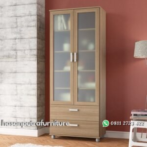 Almari Buku Jati Minimalis 2 Pintu Hasan Putra Furniture Jepara - Indonesia Furniture