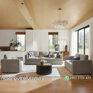 Amellia Set Sofa Tamu Minimalis Modern Kain Canvas Hasan Putra Furniture Jepara - Indonesia Furniture