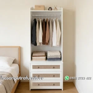Armoira Lemari Pakaian Minimalis Cat Duco Putih Hasan Putra Furniture Jepara - Indonesia Furniture