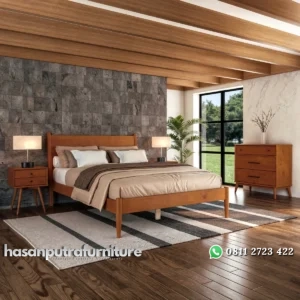 Ashlie Tempat Tidur Minimalis Finishing Wood Natural Hasan Putra Furniture Jepara - Indonesia Furniture