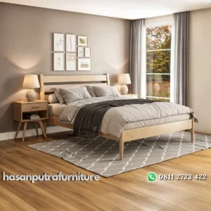 Ashlore Tempat Tidur Minimalis Kayu Jati Finishing Bleaching Hasan Putra Furniture Jepara - Indonesia Furniture