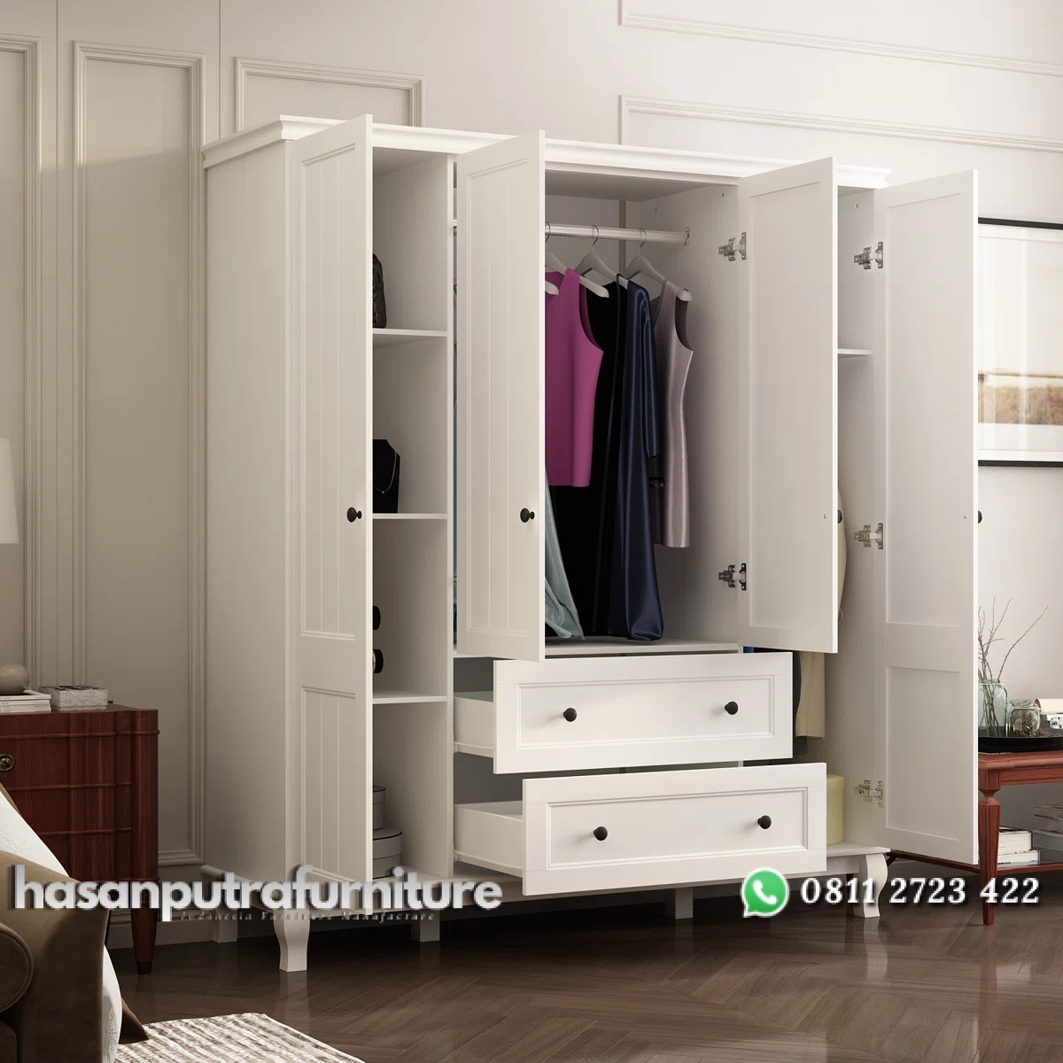 Bhasinger Lemari Pakaian 4 Pintu Cat Duco Klasik Minimalis Hasan Putra Furniture Jepara - Indonesia Furniture 3 Bhasinger Lemari Pakaian 4 Pintu Cat Duco Klasik Minimalis Hasan Putra Furniture Jepara - Indonesia Furniture - Gambar 3