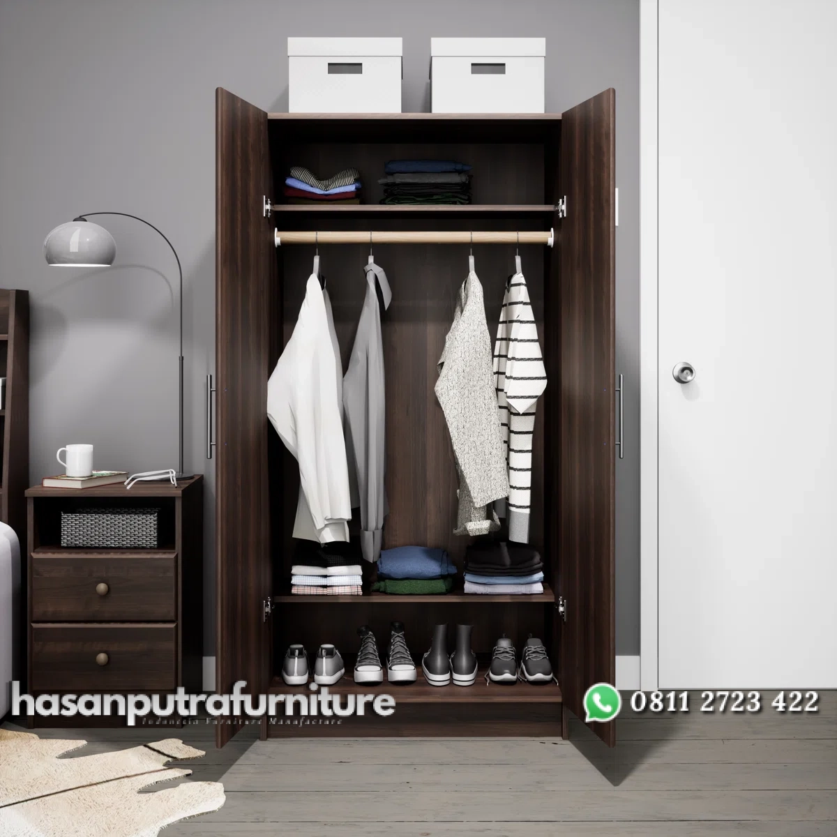 Bucholz Lemari Pakaian 2 Pintu Kayu Jati Minimalis Hasan Putra Furniture Jepara - Indonesia Furniture 2 Bucholz Lemari Pakaian 2 Pintu Kayu Jati Minimalis Hasan Putra Furniture Jepara - Indonesia Furniture - Gambar 2