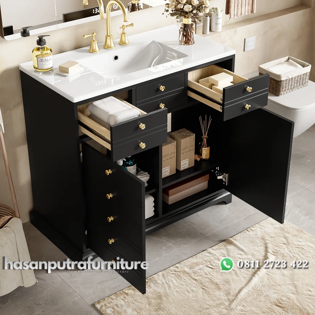 CANDRI Wastafel Kabinet Laci Cat Duco Hitam Minimalis Hasan Putra Furniture Jepara - Indonesia Furniture 2 CANDRI Wastafel Kabinet Laci Cat Duco Hitam Minimalis Hasan Putra Furniture Jepara - Indonesia Furniture - Gambar 2