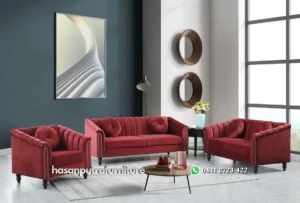 Caesyn Set Sofa Tamu Minimalis Kain Velvet Hasan Putra Furniture Jepara - Indonesia Furniture