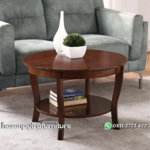 Carbin Meja Tamu Bundar Minimalis Finishing Espresso Hasan Putra Furniture Jepara - Indonesia Furniture