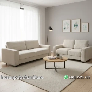 Cassandra Set Sofa Tamu Minimalis Modern Kain Beludru Hasan Putra Furniture Jepara - Indonesia Furniture