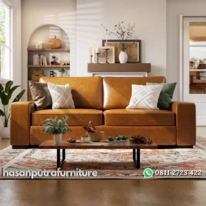 Caynemo Sofa Tamu Minimalis 2 Seater Kain Oscar Terbaru Hasan Putra Furniture Jepara - Indonesia Furniture