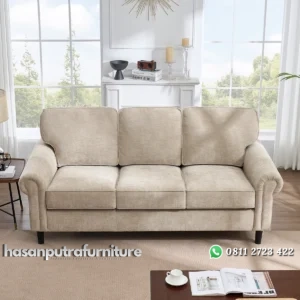 Chenille Sofa Tamu Minimalis Model 3 Seater Kekinian Hasan Putra Furniture Jepara - Indonesia Furniture