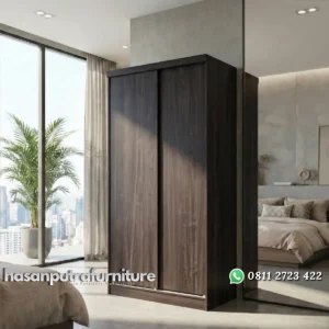 Chinrlin Lemari Pakaian 2 Pintu Sliding Plywood Espresso Hasan Putra Furniture Jepara - Indonesia Furniture